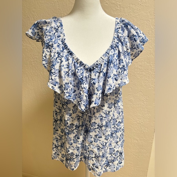 Rebecca Taylor Off The Shoulder Aimee Top Blue - Size 8 - Picture 9 of 11